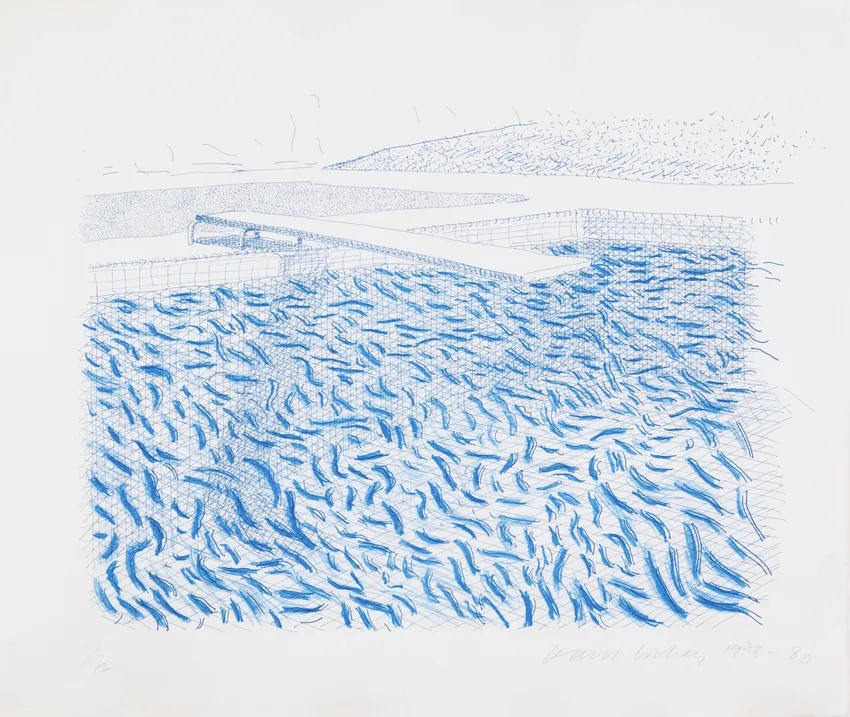 Dynamic blue patterns resembling water motion