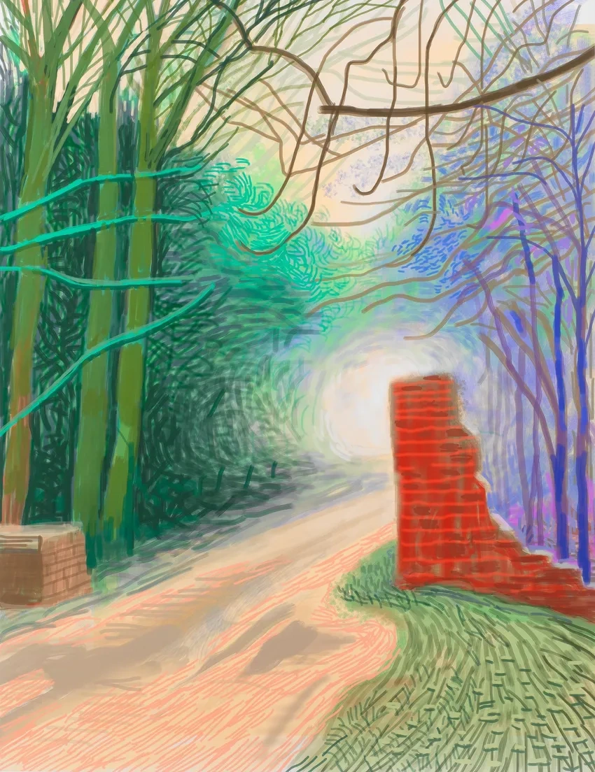 Serene path through colorful woods
