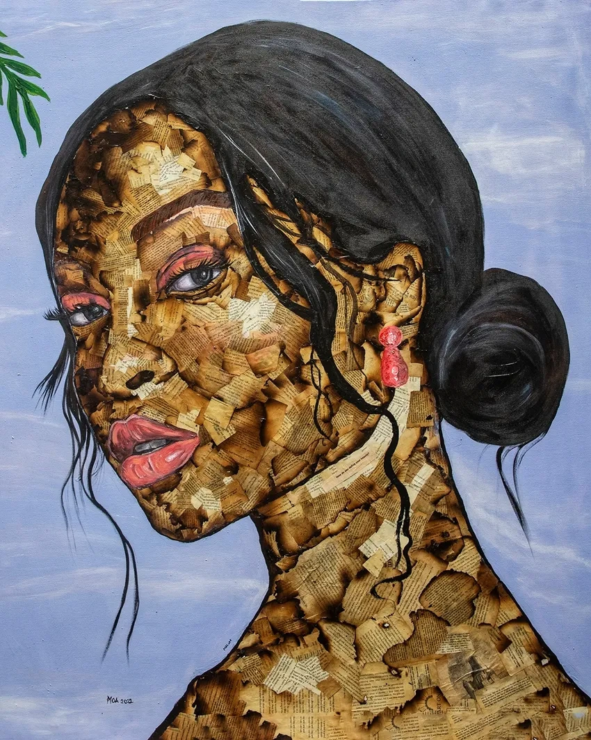Artistic depiction of woman in profile