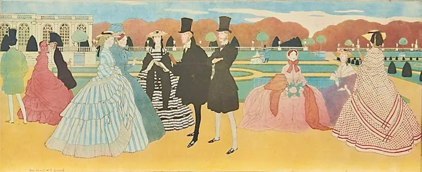 Elegant figures in historical attire