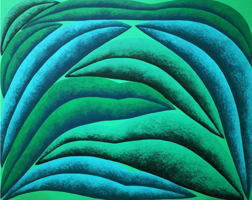 Vibrant green and blue abstract art