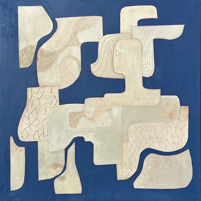 Modern abstract art with beige forms