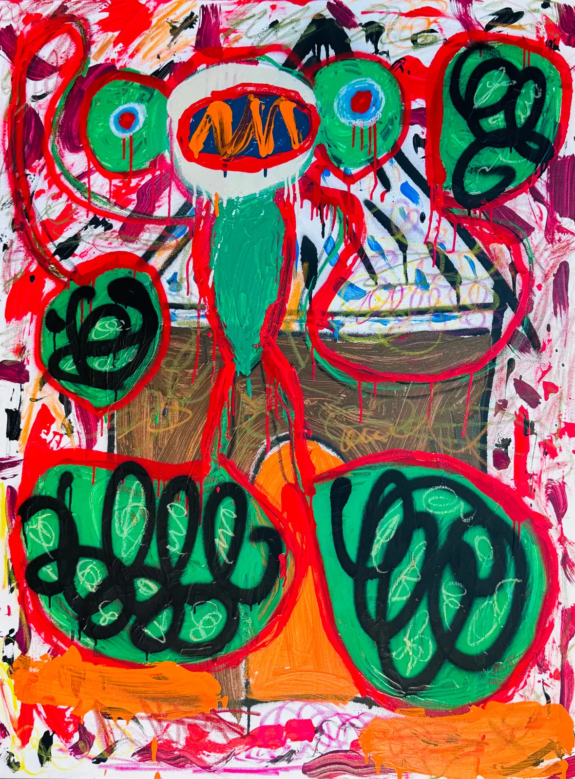 Colorful abstract painting with bold brushstrokes