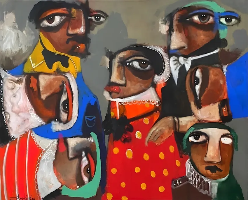 Colorful, expressive abstract art piece