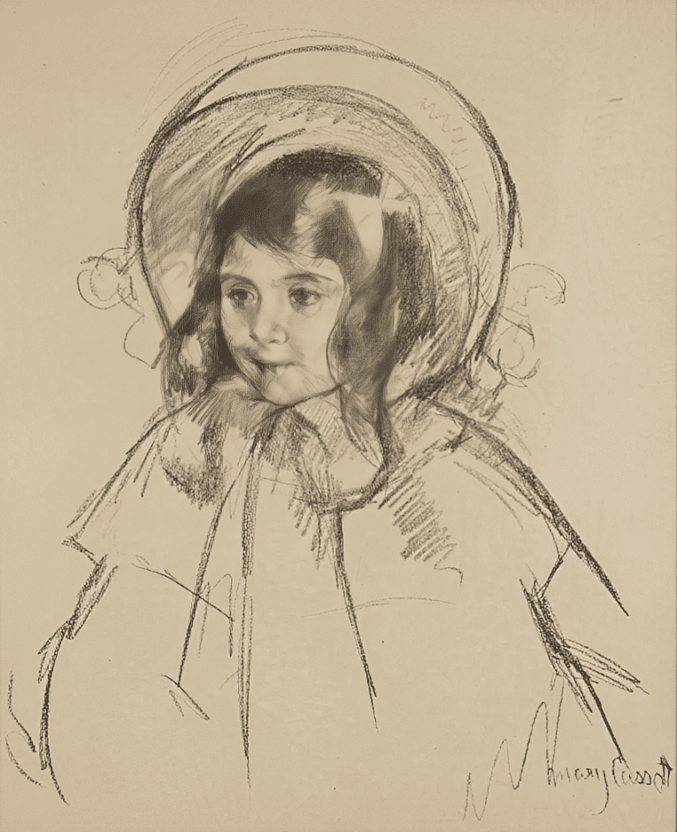 Sketch of a young girl in bonnet