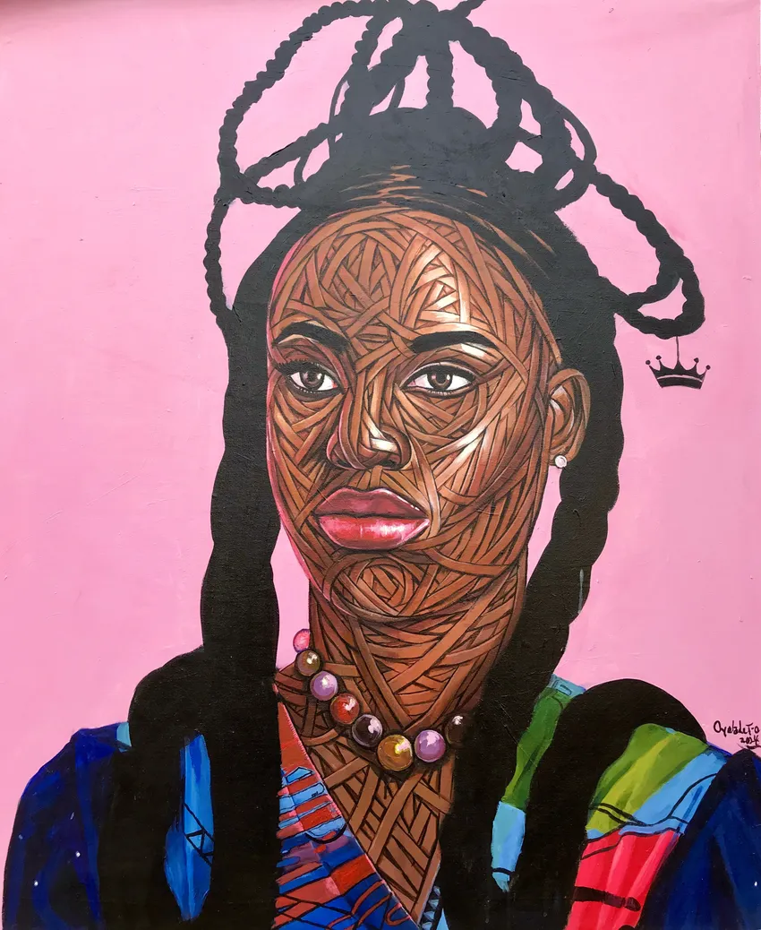 Woman with intricate face design