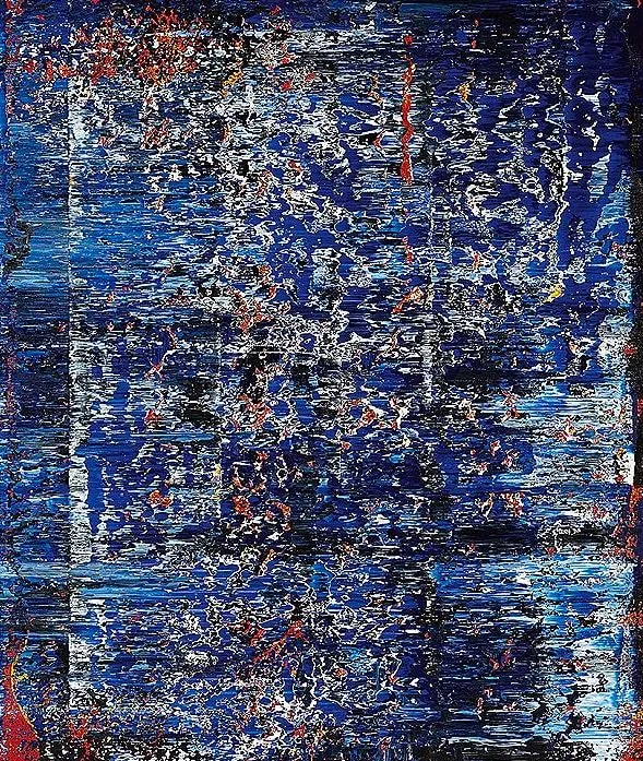 Blue abstract art with textured patterns