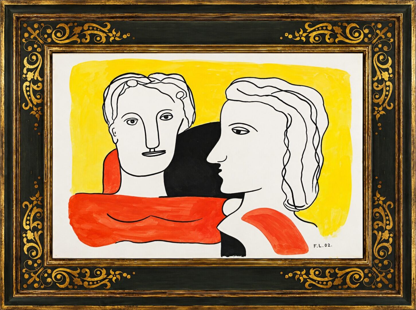 Color in Dialogue exhibition cover: two figures in a black and gold frame