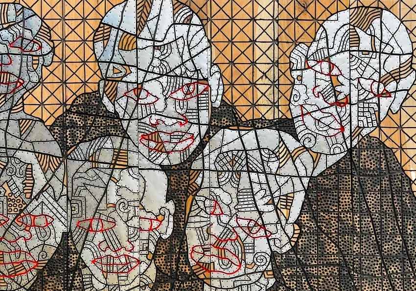 Abstract faces with geometric patterns