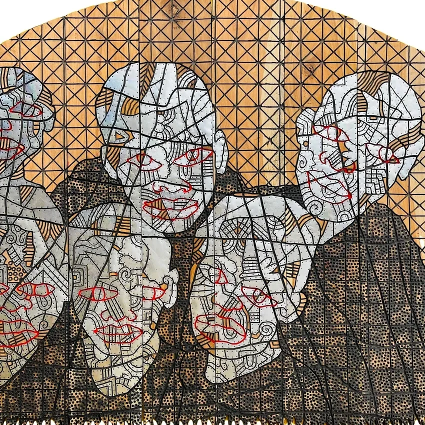 Abstract faces with geometric patterns