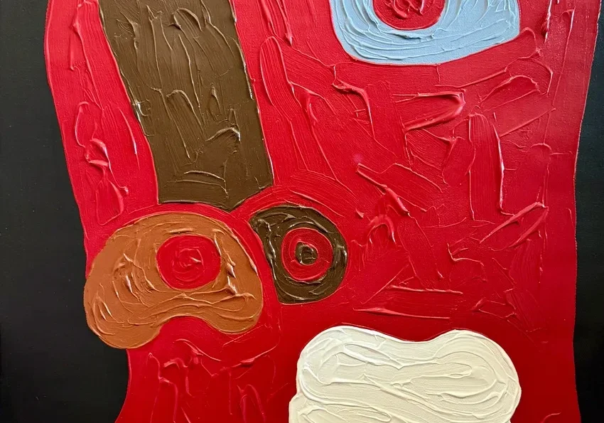 Colorful abstract artwork with textured shapes