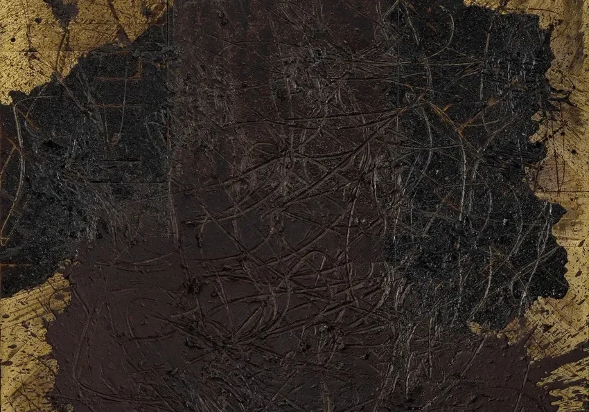 Abstract dark textured painting on canvas