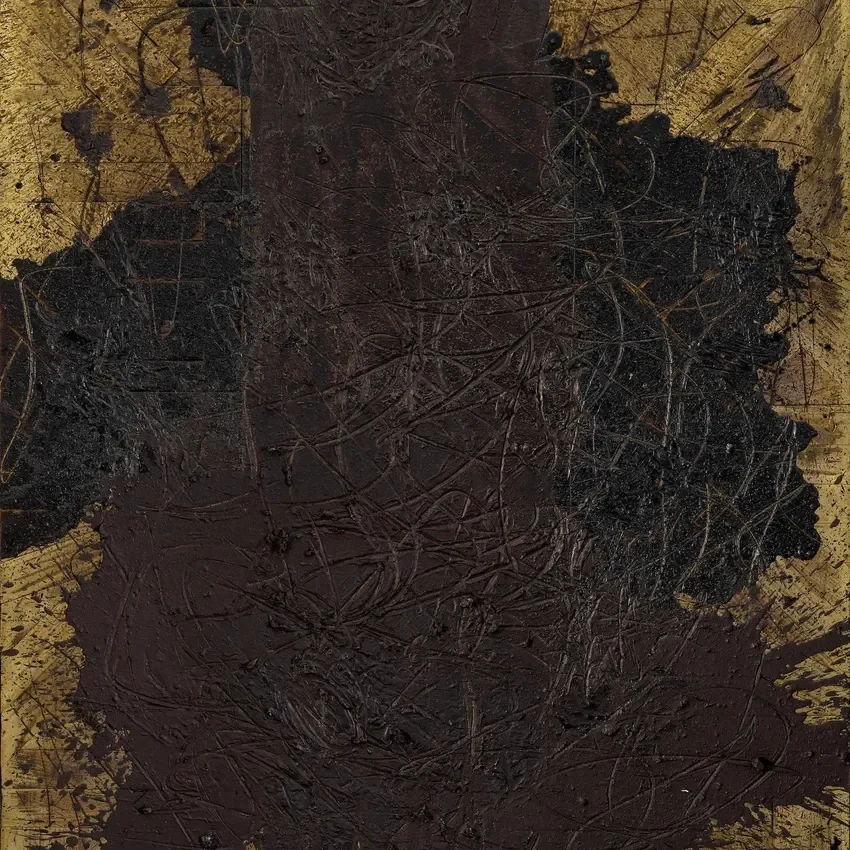 Abstract dark textured painting on canvas