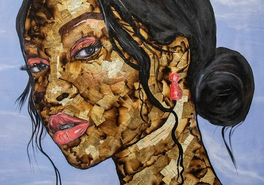 Artistic depiction of woman in profile