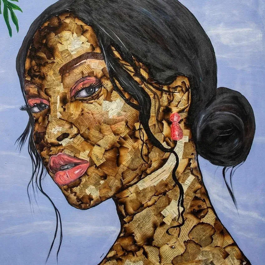 Artistic depiction of woman in profile