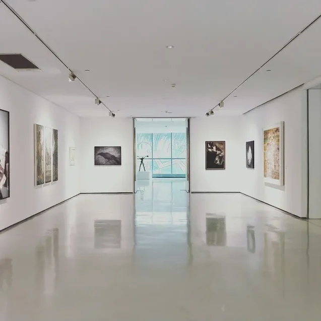 Contemporary art displayed in gallery