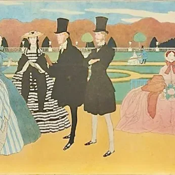 Elegant figures in historical attire