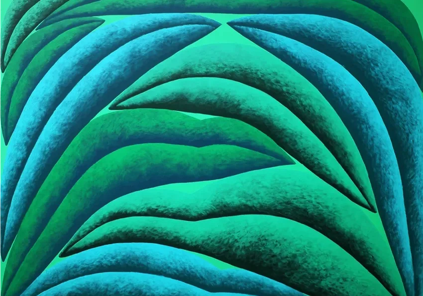 Vibrant green and blue abstract art
