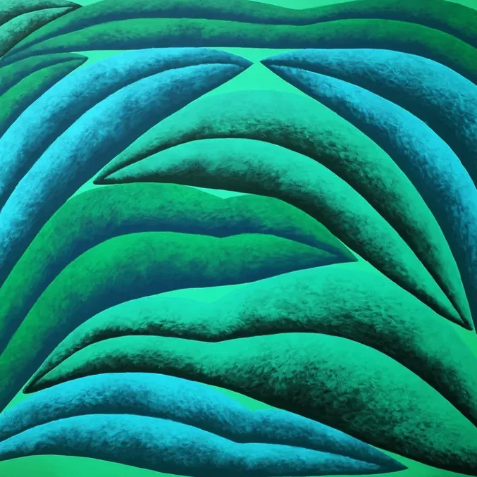 Vibrant green and blue abstract art
