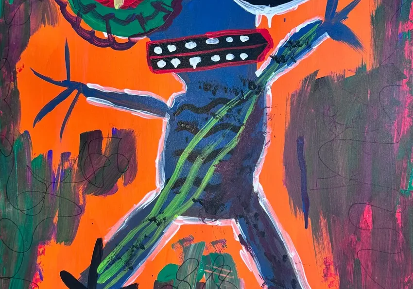 Abstract colorful creature with expressive eyes