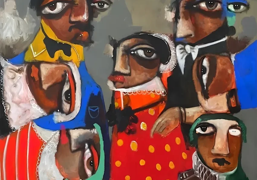 Colorful, expressive abstract art piece