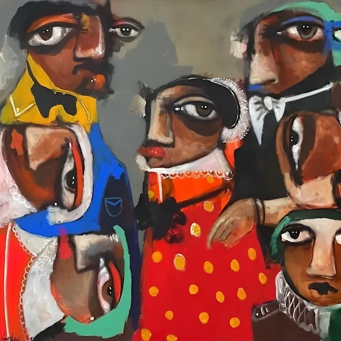 Colorful, expressive abstract art piece