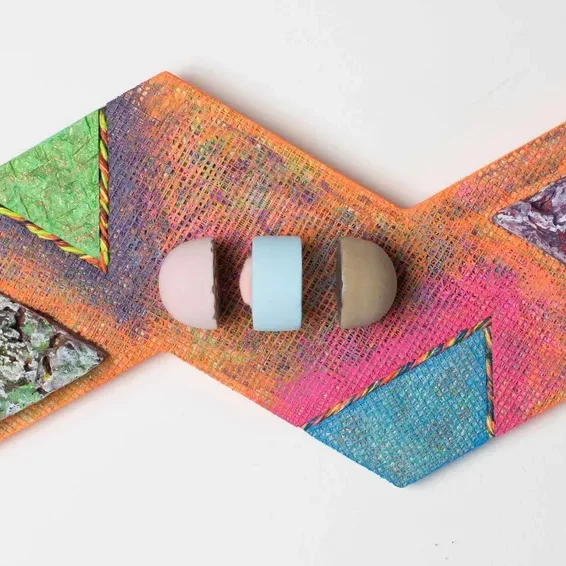 Abstract geometric artwork with vibrant colors