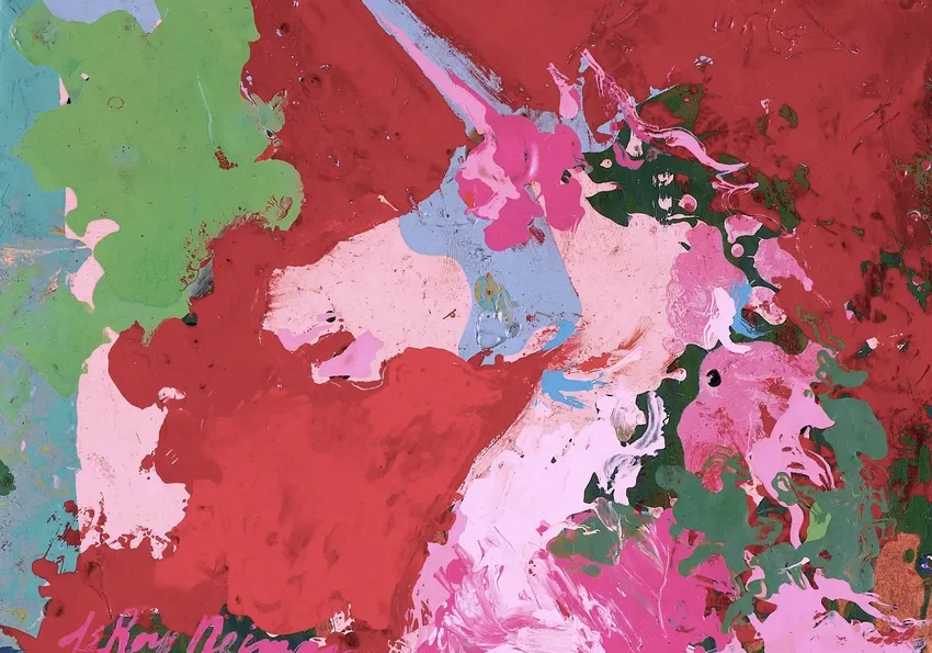 Vibrant unicorn art in red hues