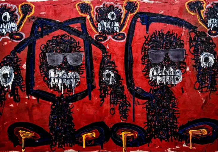 Graffiti-style artwork with expressive faces