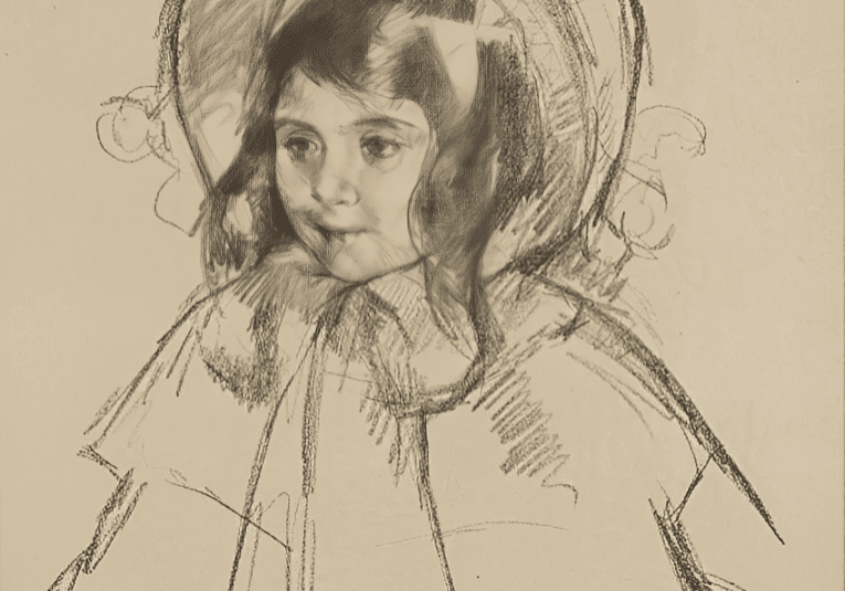 Sketch of a young girl in bonnet