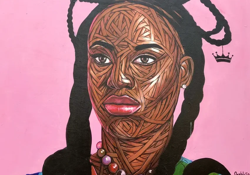 Woman with intricate face design