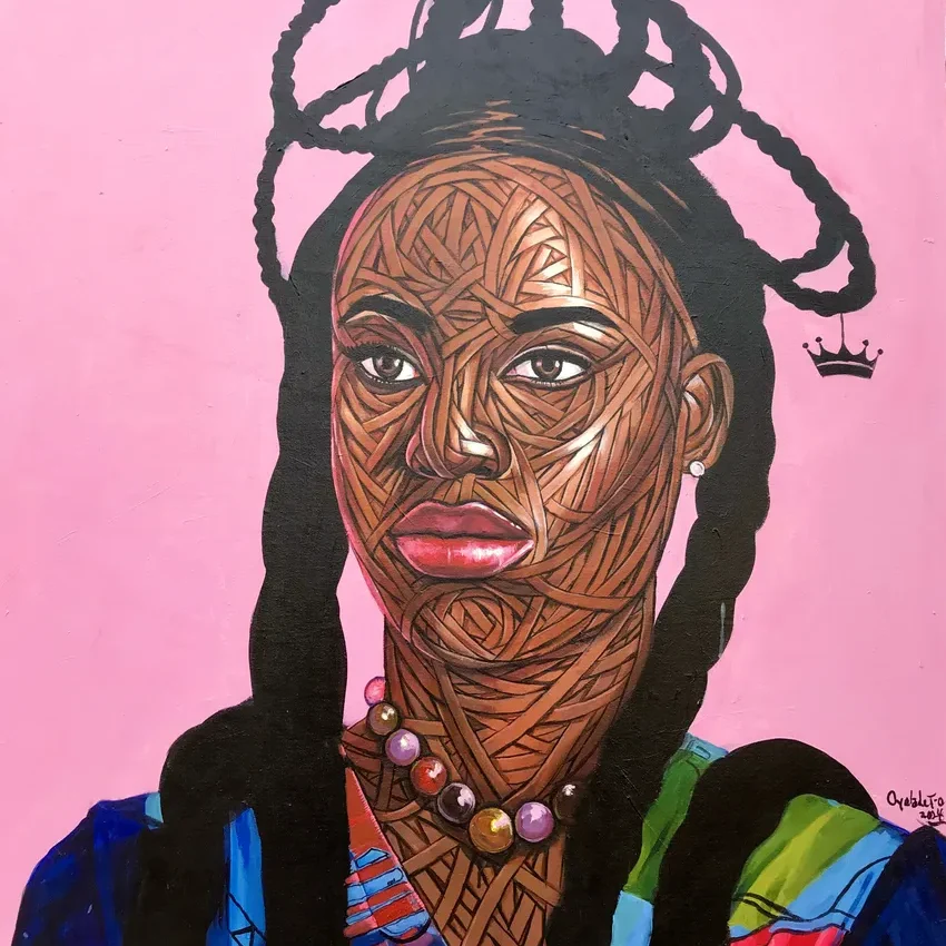 Woman with intricate face design