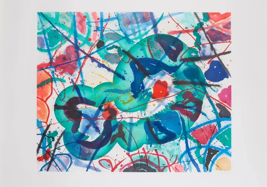 Dynamic composition featuring vivid colors and shapes.