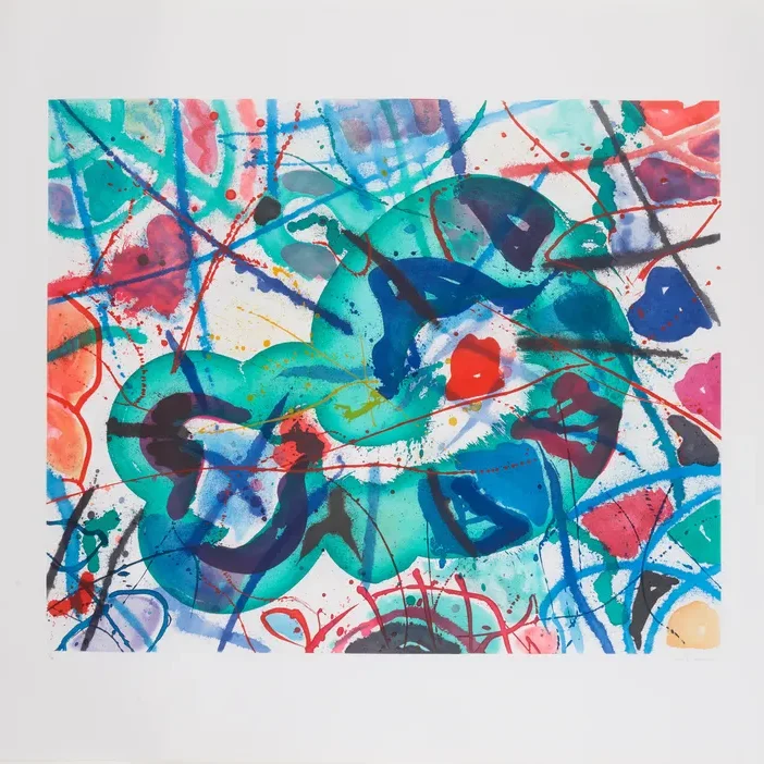 Dynamic composition featuring vivid colors and shapes.
