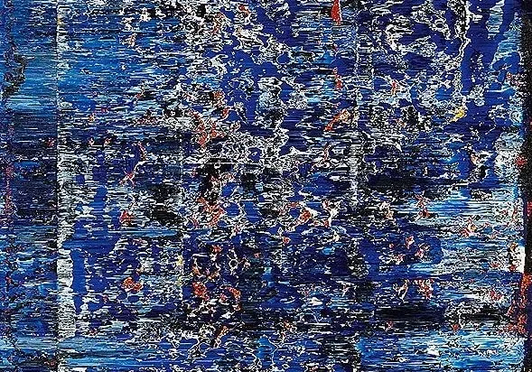 Blue abstract art with textured patterns