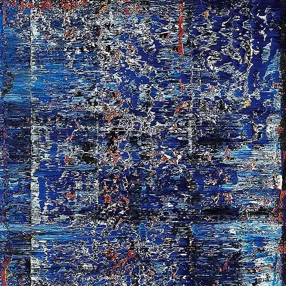Blue abstract art with textured patterns