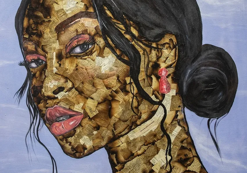 Artistic collage of a woman's face