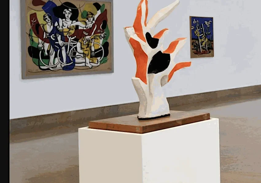 Abstract artwork with colorful paintings
